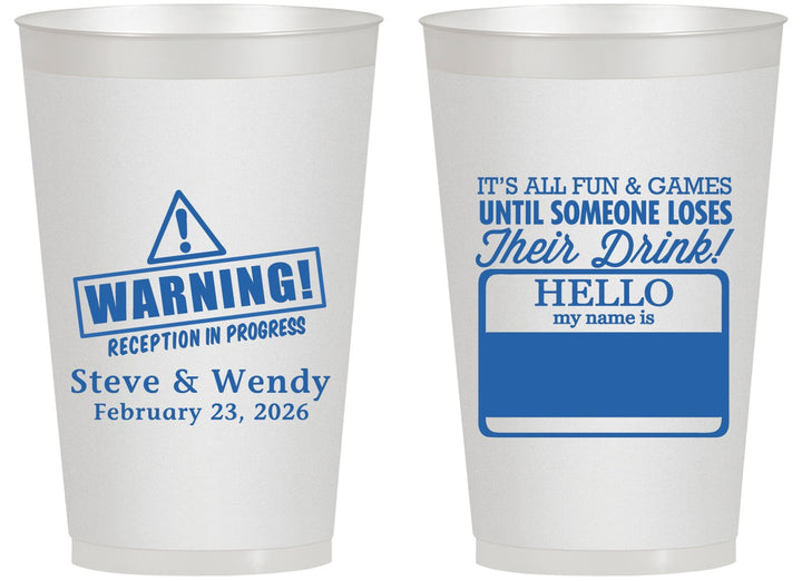 Personalized Wedding 14 oz Frosted Cups - Hello My Name Is | 280