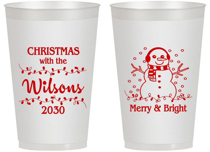 Personalized Christmas 14 oz Frosted Cups - Snowman | 280002