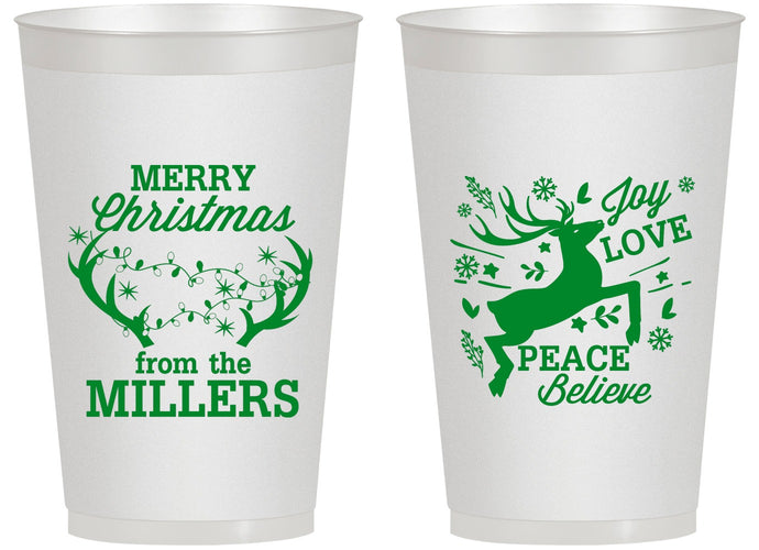 Personalized Christmas 14 oz Frosted Cups - Reindeer | 280003