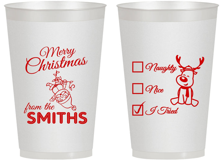 Personalized Christmas 14 oz Frosted Cups - Naughty Or Nice | 280004