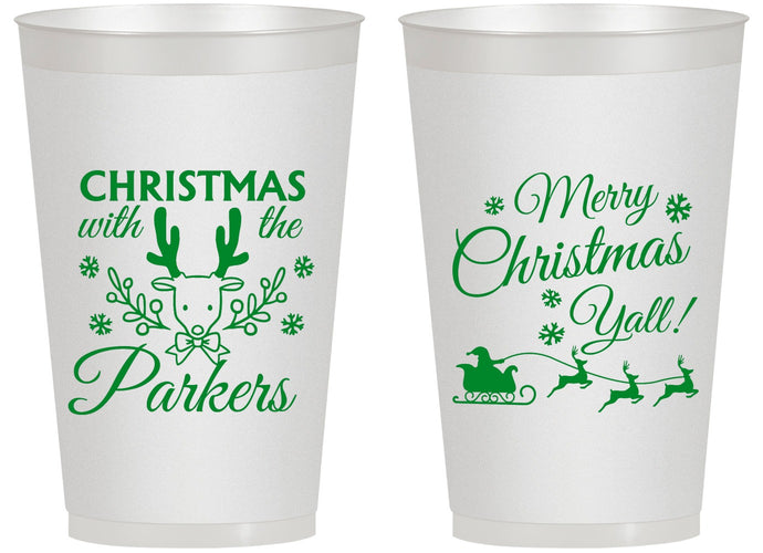 Personalized Christmas 14 oz Frosted Cups - Reindeer | 280005