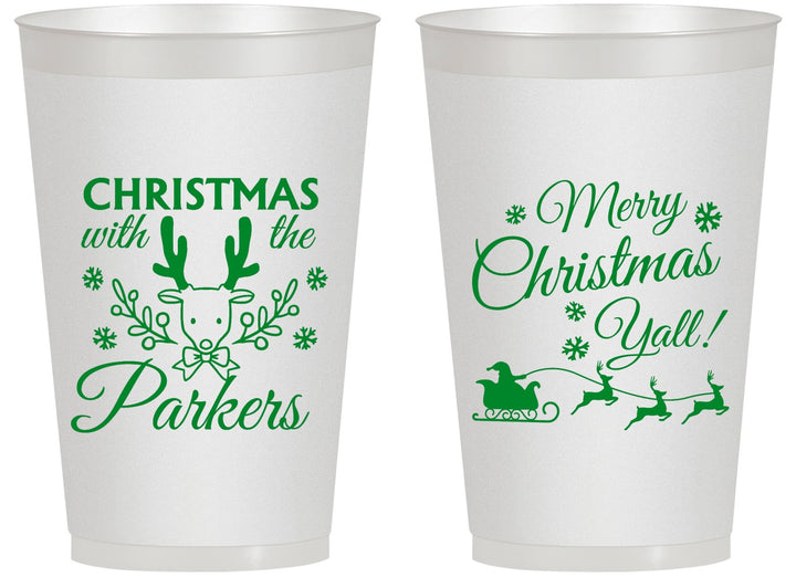 Personalized Christmas 14 oz Frosted Cups - Reindeer | 280005