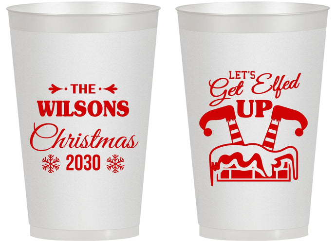 Personalized Christmas 14 oz Frosted Cups - Lets Get Elfed Up | 280006