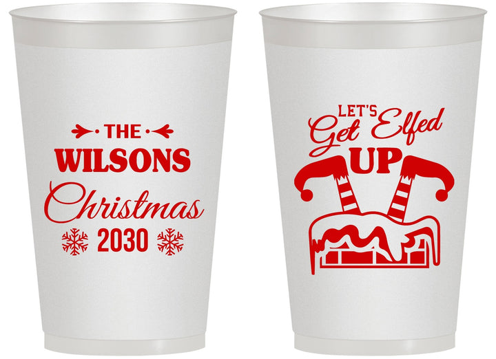 Personalized Christmas 14 oz Frosted Cups - Lets Get Elfed Up | 280006