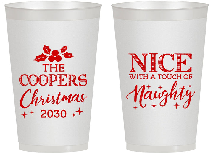 Personalized Christmas 14 oz Frosted Cups - Naughty Or Nice | 280008