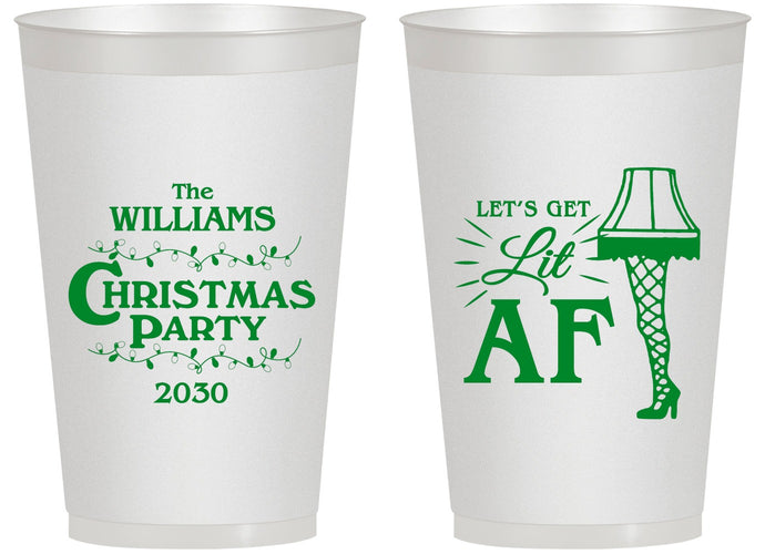 Personalized Christmas 14 oz Frosted Cups - Lit Af | 280011