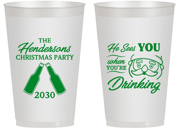 Personalized Christmas 14 oz Frosted Cups - Santa | 280015