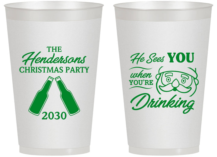 Personalized Christmas 14 oz Frosted Cups - Santa | 280015