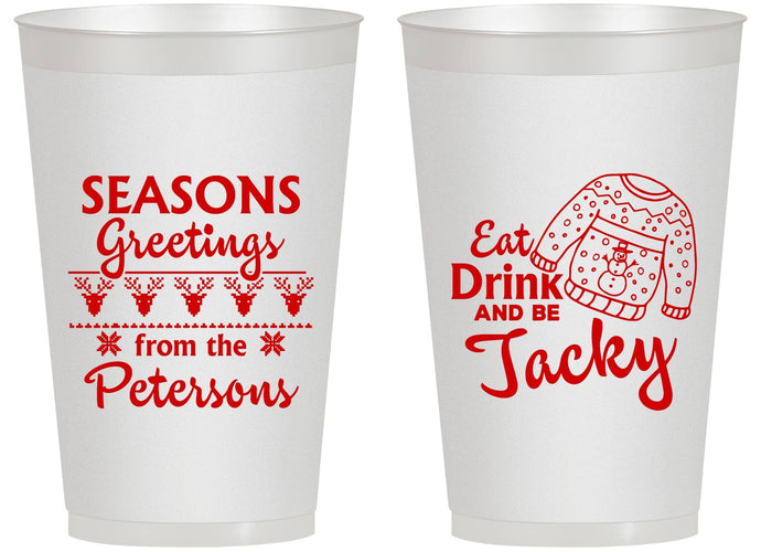 Personalized Christmas 14 oz Frosted Cups - Eat Drink Be Jacky | 280016