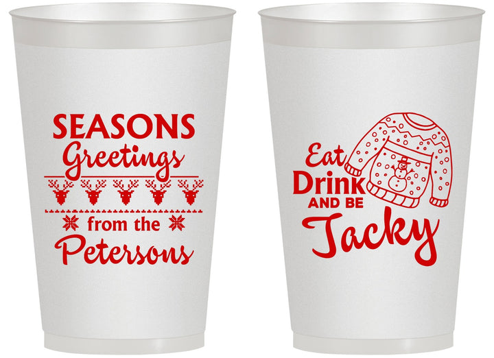Personalized Christmas 14 oz Frosted Cups - Eat Drink Be Jacky | 280016
