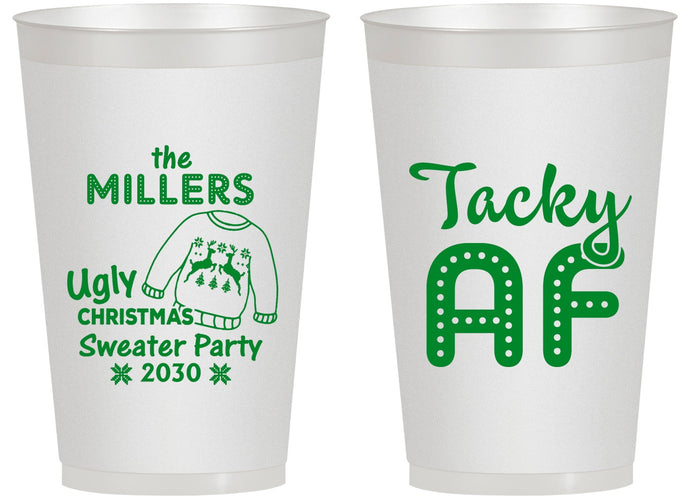 Personalized Christmas 14 oz Frosted Cups - Tacky Af | 280017
