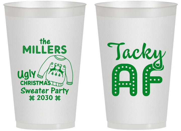 Personalized Christmas 14 oz Frosted Cups - Tacky Af | 280017