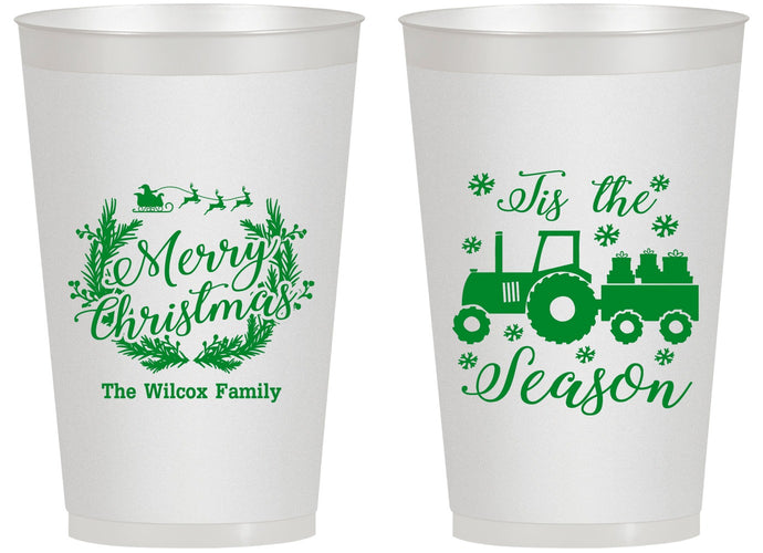 Personalized Christmas 14 oz Frosted Cups - Til The Season | 280019