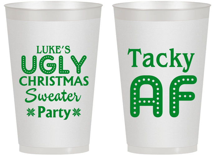 Personalized Christmas 14 oz Frosted Cups - Tacky Af | 280021