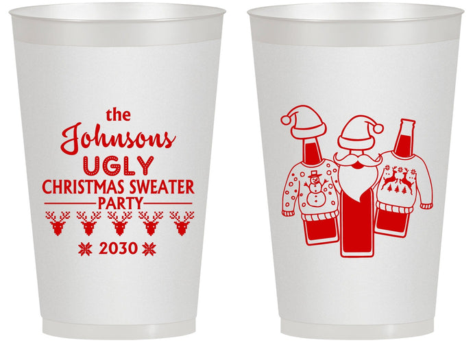 Personalized Christmas 14 oz Frosted Cups - Ugly Sweater | 280022