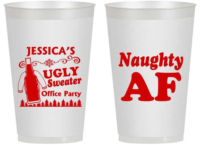 Personalized Christmas 14 oz Frosted Cups - Eat Drink Be Ugly | 280024