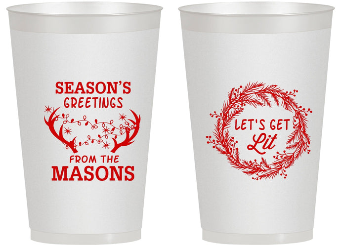 Personalized Christmas 14 oz Frosted Cups - Lets Get Lit | 280032