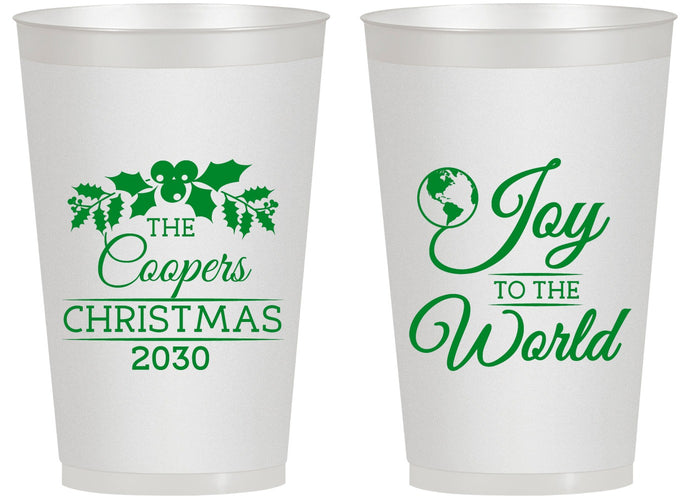 Personalized Christmas 14 oz Frosted Cups - Joy To The World | 280035