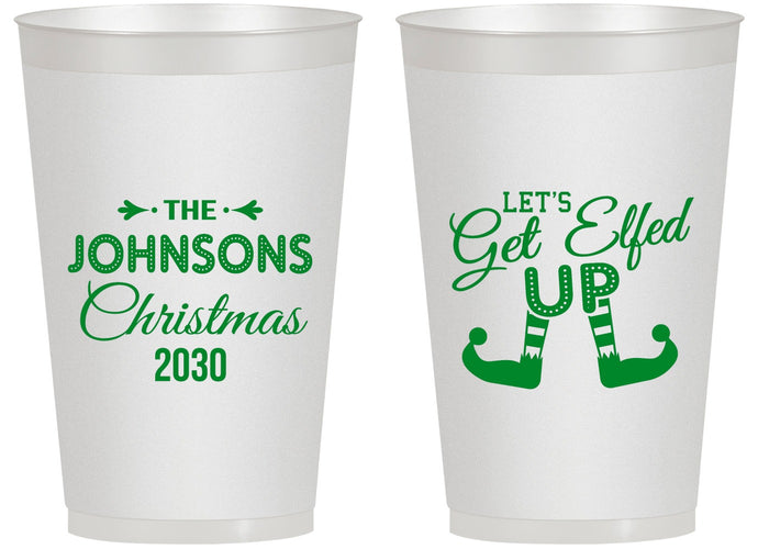Personalized Christmas 14 oz Frosted Cups - Lets Get Elfed Up | 280037