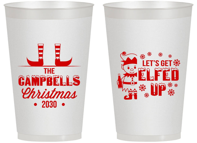 Personalized Christmas 14 oz Frosted Cups - Lets Get Elfed Up | 280038