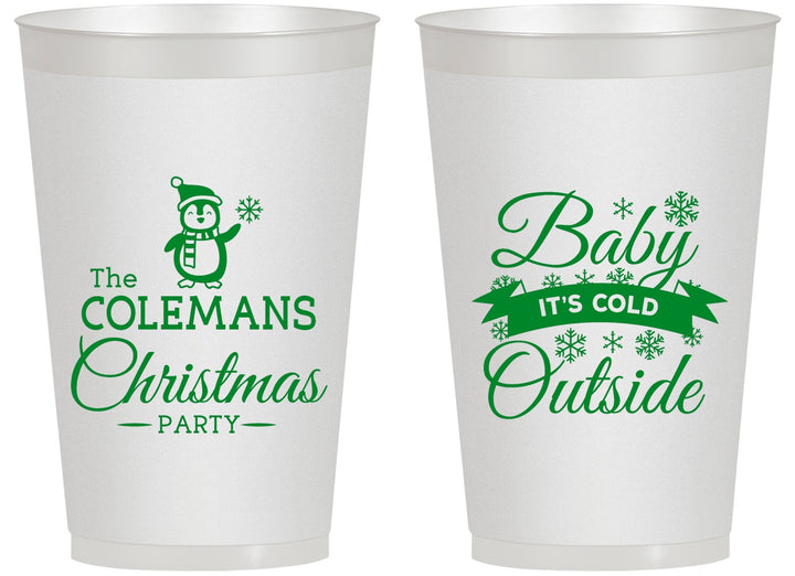 Personalized Christmas 14 oz Frosted Cups - Cold Outside | 280043