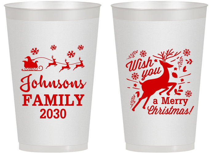 Personalized Christmas 14 oz Frosted Cups - Reindeer | 280044
