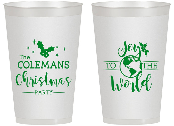Personalized Christmas 14 oz Frosted Cups - Joy To The World | 280045