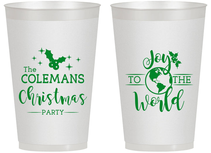 Personalized Christmas 14 oz Frosted Cups - Joy To The World | 280045