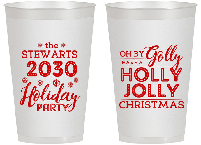 Personalized Christmas 14 oz Frosted Cups - Holly Jolly | 280046