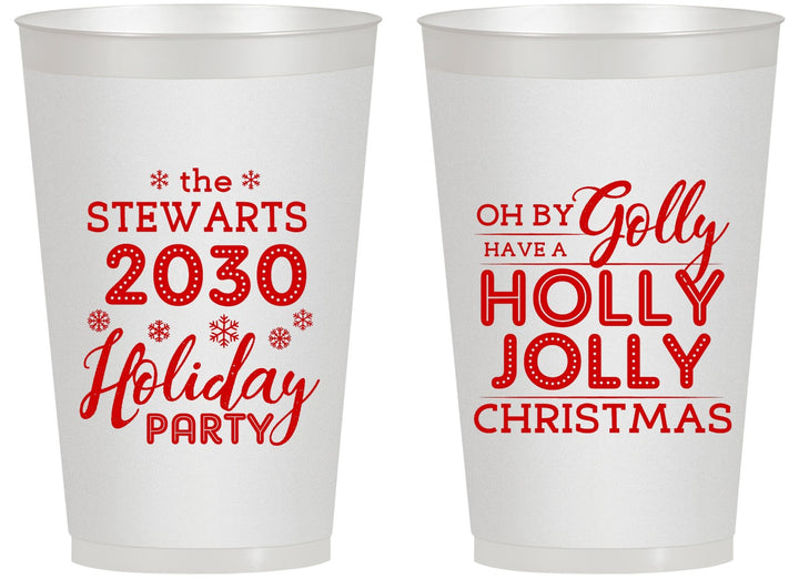 Personalized Christmas 14 oz Frosted Cups - Holly Jolly | 280046