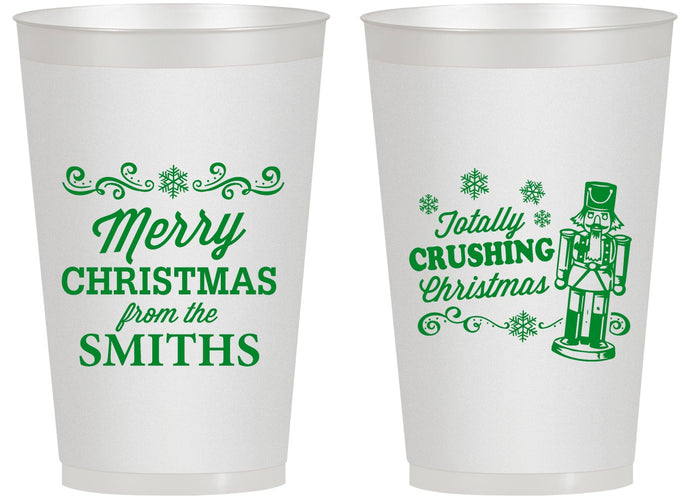 Personalized Christmas 14 oz Frosted Cups - Snowflakes | 280053