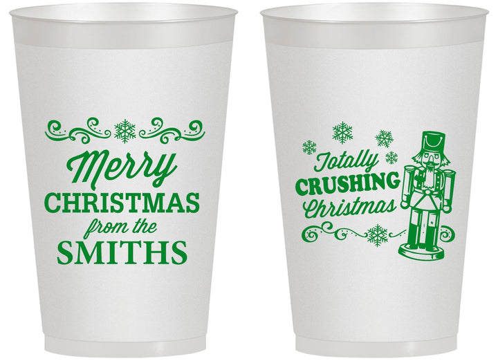 Personalized Christmas 14 oz Frosted Cups - Snowflakes | 280053