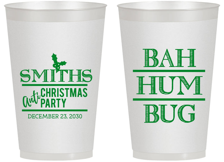 Personalized Christmas 14 oz Frosted Cups - Bah Hum Bug | 280057