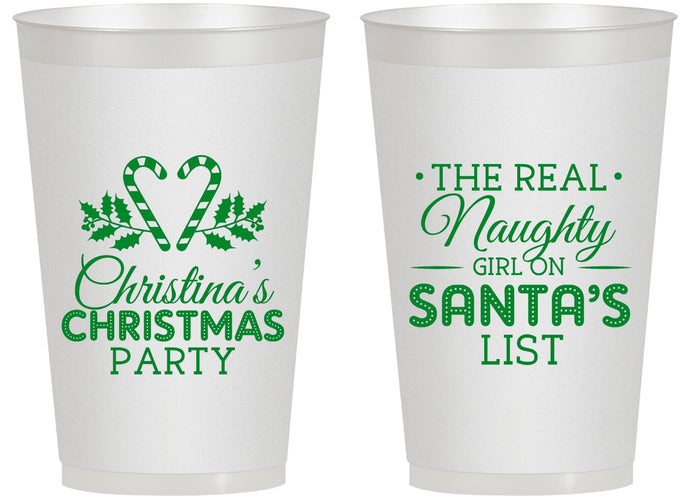 Personalized Christmas 14 oz Frosted Cups - Naughty List | 280059