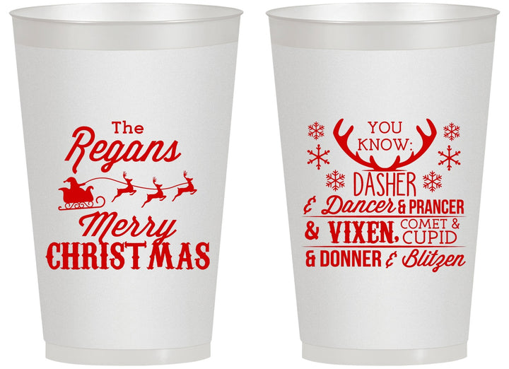 Personalized Christmas 14 oz Frosted Cups - Reindeer | 280062
