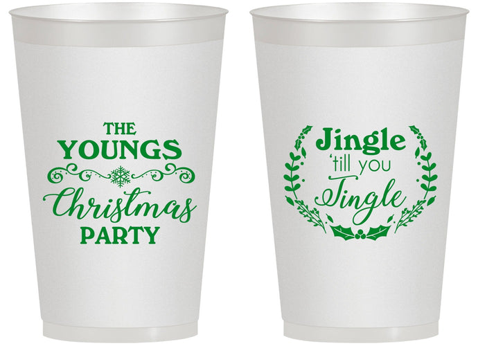 Personalized Christmas 14 oz Frosted Cups - Jingle Til You Jingle | 280063