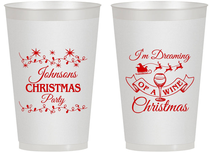 Personalized Christmas 14 oz Frosted Cups - Wine | 280068