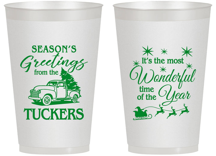 Personalized Christmas 14 oz Frosted Cups - Season Greetings | 280071
