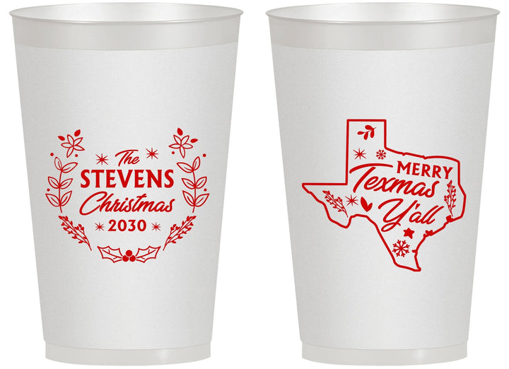 Personalized Christmas 14 oz Frosted Cups - Texmas Yall | 280074