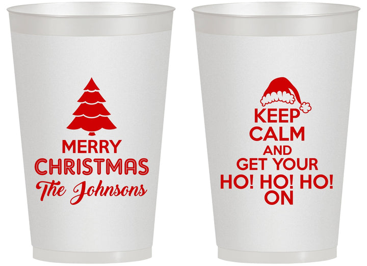 Personalized Christmas 14 oz Frosted Cups - Ho Ho Ho | 280076