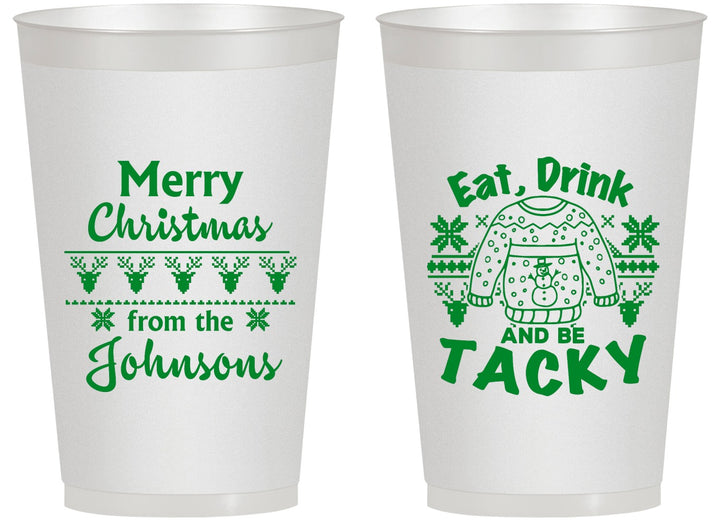 Personalized Christmas 14 oz Frosted Cups - Eat Drink Tacky | 280081
