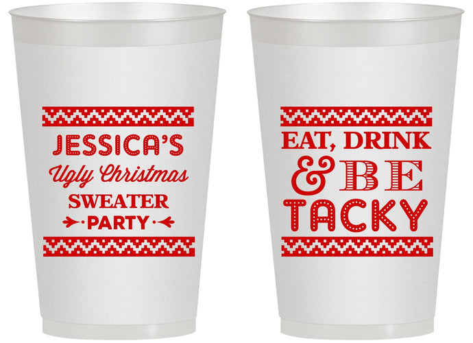 Personalized Christmas 14 oz Frosted Cups - Eat Drink Tacky | 280082