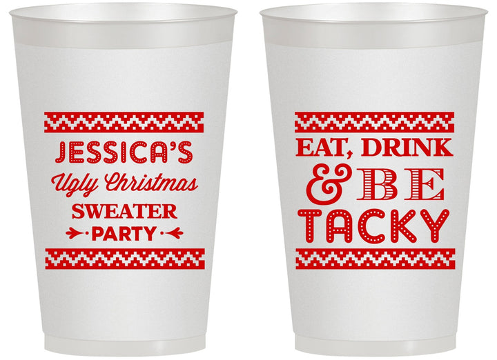 Personalized Christmas 14 oz Frosted Cups - Eat Drink Tacky | 280082