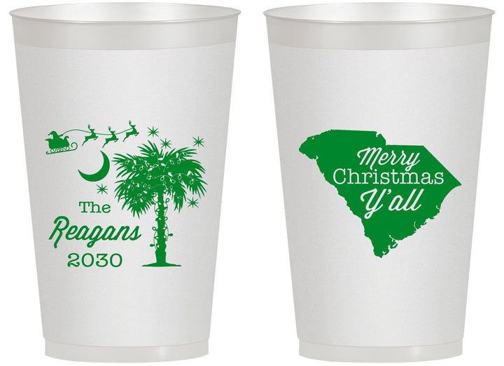 Personalized Christmas 14 oz Frosted Cups - South Carolina | 280083