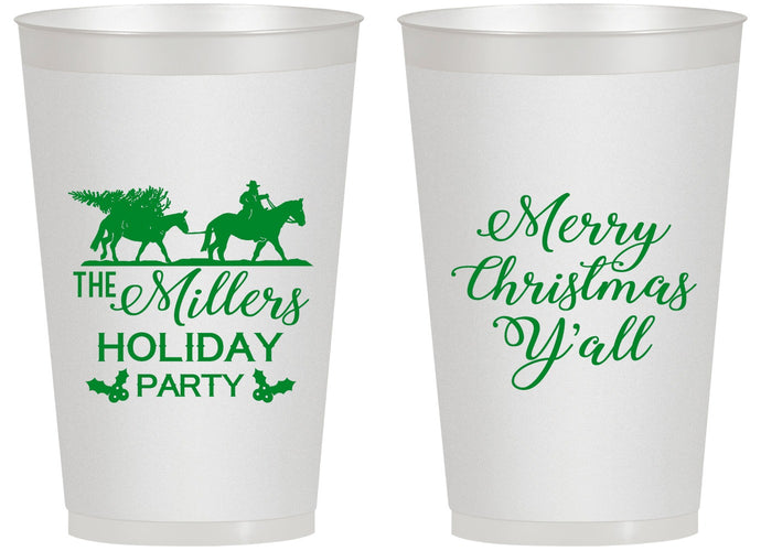 Personalized Christmas 14 oz Frosted Cups - Country | 280087