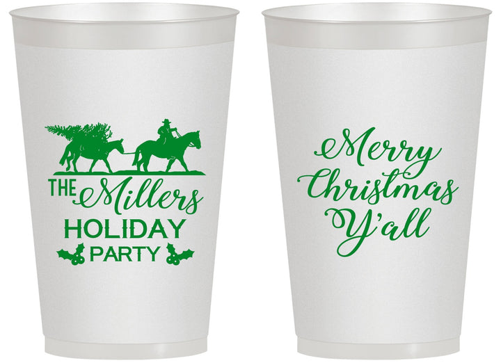 Personalized Christmas 14 oz Frosted Cups - Country | 280087