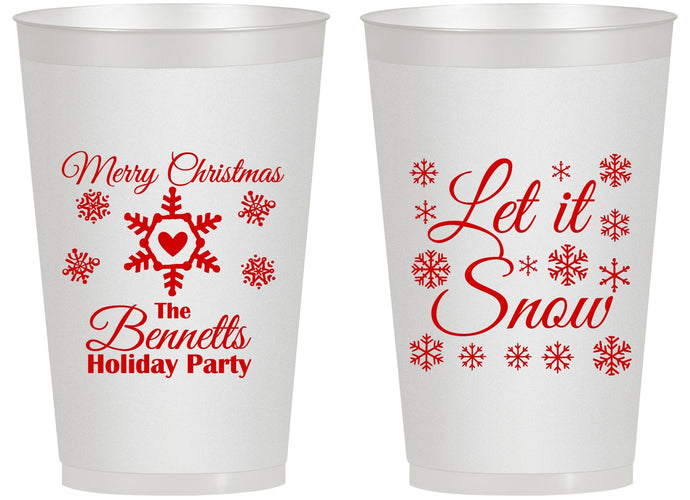 Personalized Christmas 14 oz Frosted Cups - Let Is Snow | 280088