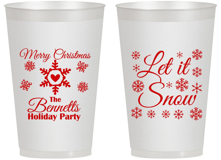 Personalized Christmas 14 oz Frosted Cups - Let Is Snow | 280088