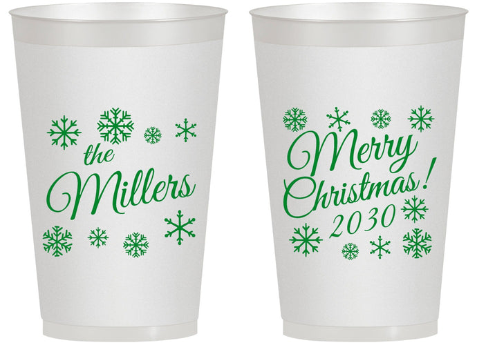 Personalized Christmas 14 oz Frosted Cups - Snowflakes | 280089