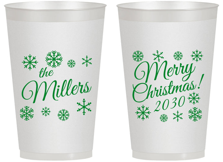 Personalized Christmas 14 oz Frosted Cups - Snowflakes | 280089